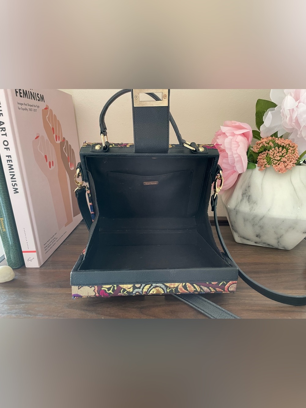 Free People Floral Embroidered Top-Handle Satchel in Black and Multicolor - Picture 3 of 3